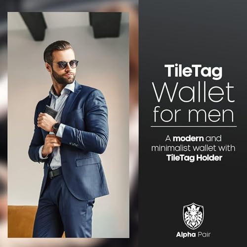 ALPHA PAIR Men's Wallet for Tile Mate (2022) – Bifold Tile Wallet for Men – RFID Blocking with Holder for Tile Tag - Wallet for Tile Tracker with 11 Credit Card Slots - Leather Tile Slim Wallet2