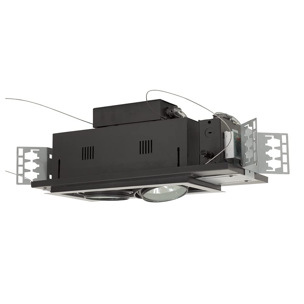 Jesco Lighting MGA175-2ESB Modulinear Directional Lighting for New Construction, Double Gimbal AR111 2-Light Linear, Black Interior with Silver Trim