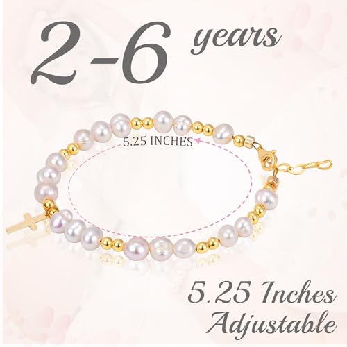 Image of Baby Crystals 14K Gold Plated Bracelets for Girls or Boys, Christening, Communion, Keepsake Birthday Jewelry, Baptism Gifts for Girl, Newborn, Toddler, Baby Bracelets for Infant Girls