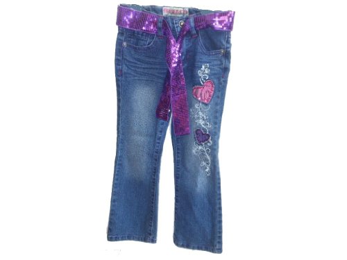 Squeeze Embroidered Heart Jeans (5, Dark Stone)