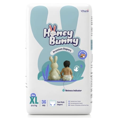 Image of Honey Bunny Premium Diaper Pant | XL Size | 36 Pack | Ultra Thin | Cottony Super Soft | Super Fast Absorption | shea Butter | 12-17 Kg