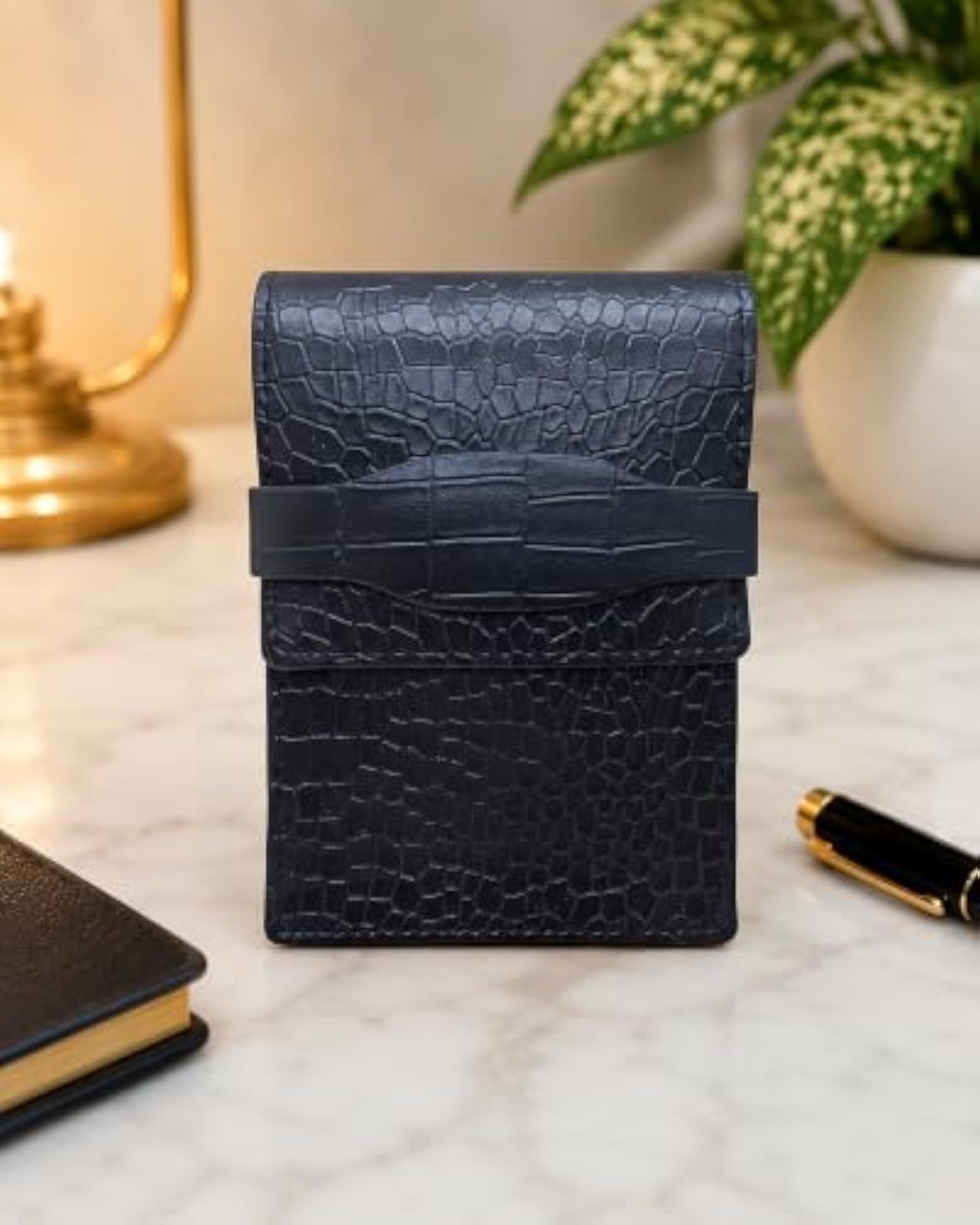 Premium 5 Slot Faux Leather Pen Pouch Organizer