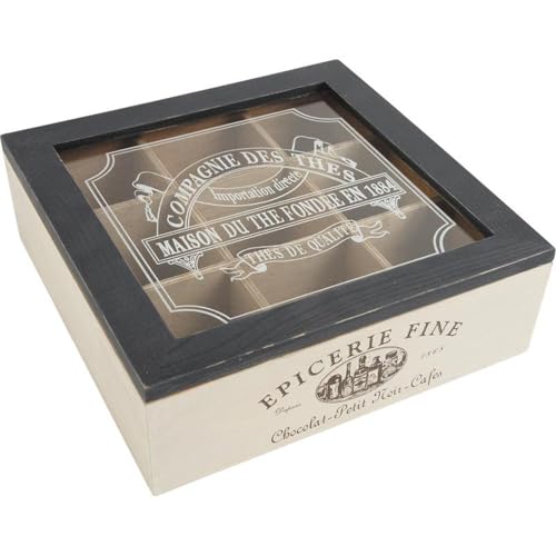 Teebox aus Holz mit französischer Aufschrift