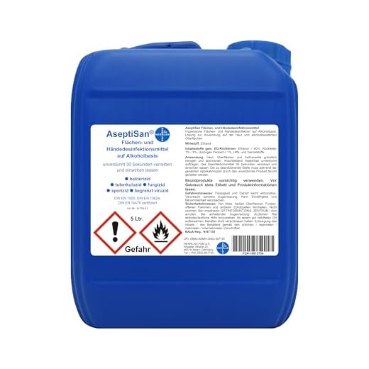 AseptiSan - VAH gelistet - 5 Ltr. Kanister Flächen- und Händedesinfektionsmittel Pharmazentralnummer-16613756 HERRLAN Qualität Made in Germany