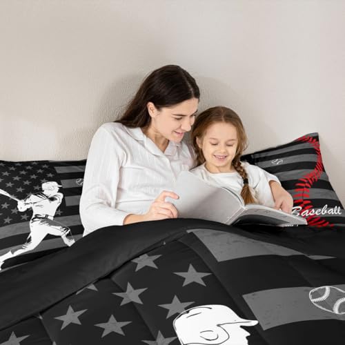 Image of Feelyou Baseball Player Comforter Set King Size 3 Pcs Kids Boys Girls