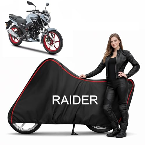 Image of Dustproof Bike Cover Compatible with TVS Raider 125 (All Models) | Heavy Duty | Dustproof, UV Resistant, Heat Protection | Elastic Bottom Grip