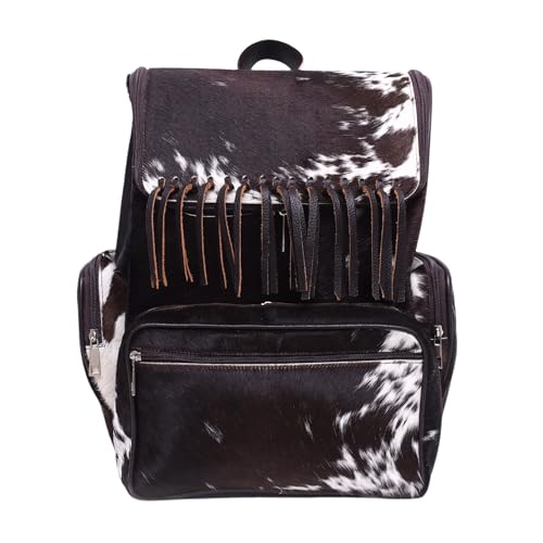 Cowhide Real Leather Backpack with Laptop Compartment – Travel Backpack, Western Diaper Bag For Women (Brown Jhalar)