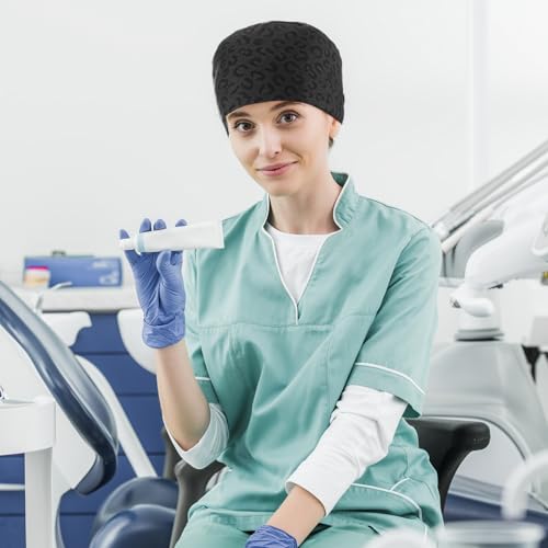 Image of Unittype 4 Pcs Nurse Caps for Women Nursing Working Caps with Button and Sweatband Adjustable Elastic Scrub Hats for Dentist