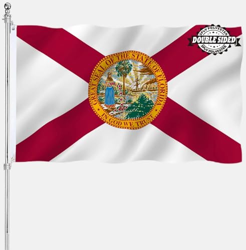 Florida State Flag 3x5 Outdoor Double Sided Heavy Duty 3 Ply Polyester Material with 2 Metal Grommets 4 Rows of Stitching