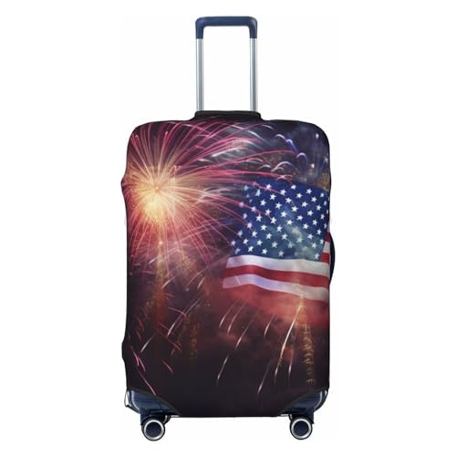 Firework American Flag 4Th of July Luggage Cover for Suitcase Tsa Approved, Washable Suitcase Protector Fits 18-32 Inch Anti-scratch Suitcase Cover Carry on Luggage Sleeve Travel Baggage Cover