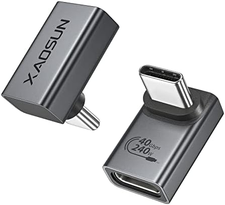 XAOSUN 240 W 90 stopni kątowy adapter USB C, 90 stopni USB-C męski na USB-C żeński adapter 2-pak, złącze USB 4 90 stopni typu C 240 W do Steam Deck, przełącznika, doku, MacBooka, tabletu i telefonu
