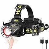 MAXME100® Linterna frontal mejorada de largo alcance, sensor de movimiento