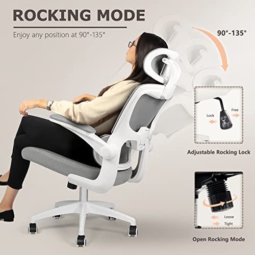 Lemberi Ergonomic Home Office Chair, High Back Mesh Desk Chair With Adjustable Headrest, Computer Desk Chair, Swivel Task Chairs With Lumbar Support And Flip Armrest #TOP4