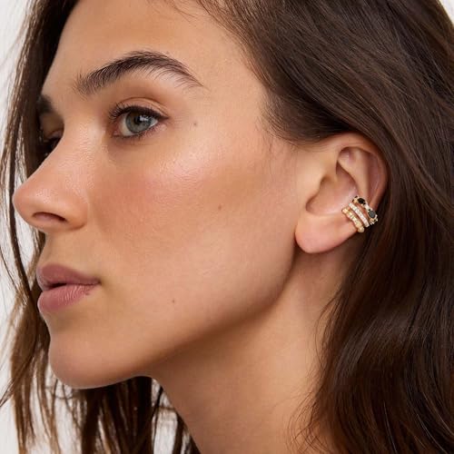 MTMY Ear Cuffs Non Piercing for Women 14K Gold Plated Ear Cuff Earrings Colorful Cubic Zirconia Paved Trendy Cartilage Earring Jewelry | Single2