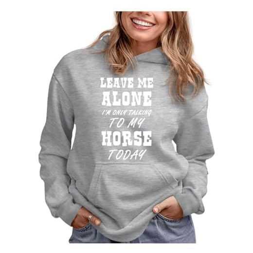 Tstars Leave Me Alone I'm Only Talking to My Horse Hoodie Teen Girls & Women Gift for Riders and Equestrian Fans Medium Gray