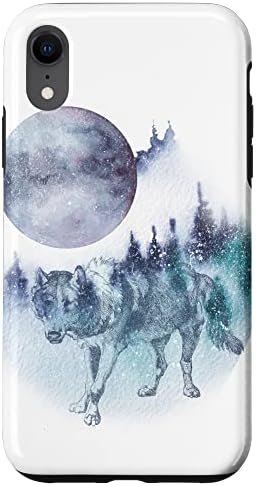 iPhone XR Grey Wolf Full Moon Nature Forest Wildlife Case