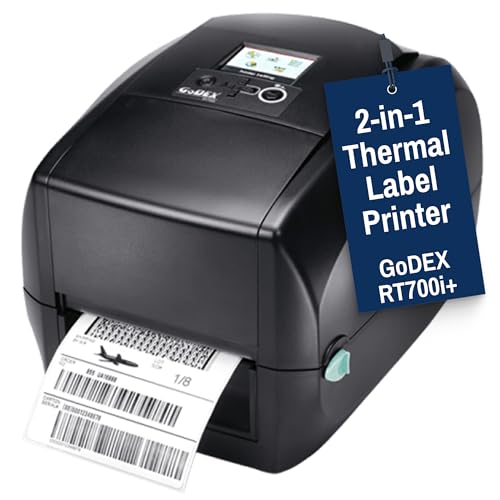 Image of McAuley Labels GoDEX RT730i+ 4 inch Thermal Label Printer - 300 DPI Desktop Barcode Printer with Color Display - USB, Ethernet