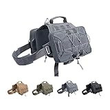 EXCELLENT ELITE SPANKER Dog Pack Hound Hundesatteltasche Rucksack für Reisen Camping Wandern mittlere & große Hund mit 2 geräumigen Seitentaschen(Gry-L)