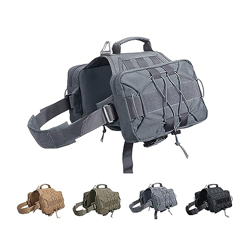 EXCELLENT ELITE SPANKER Dog Pack Hound Dog Borsa da Sella per Zaino da Viaggio Campeggio Escursionismo Cane di Taglia Media e Grande con 2 capienti Tasche Laterali(GRY-L)