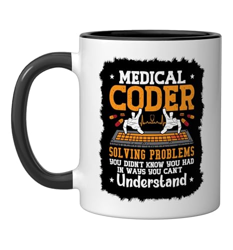 Taza cerámica Medical Coder 11 onzas negra y blanca miniatura 1