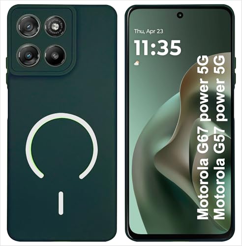 Image of SBMS Silicone Back Cover for Motorola G67 Power / G57 Power | Soft Micro-Fibre Lining Inside | Magsafe Print On Back Side Camera Protection Bump | Shockproof Case G67power (Magsafe Print Small Green)