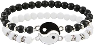 2 passende Yin-Yang-Freundschaftsarmbänder, verstellbare Kordel, Schwarz-Weiß, Armband für die beste Freundin, Paar-Armbänder, Freundschaftsarmband