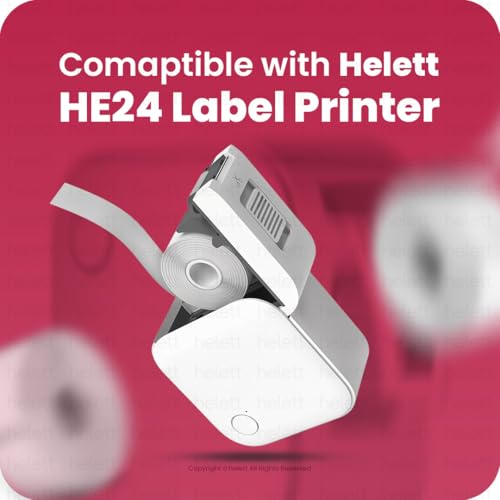 Image of Helett HE24 Compatible Label Tape - 12mm x 50mm (15 /32 inch x 1 31 /32 inch) | Direct Thermal Self-Adhesive Labels | 130 Labels Per Roll | Designed for HE24 Printer (No NFC Tag Required) | Pack of 3 Rolls