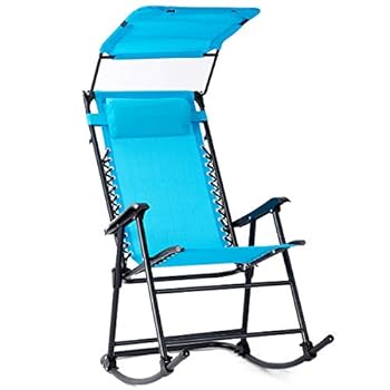 Alternative view of Goplus Folding Zero Gravity Rocking Chair, Portable Wide Recliner for Outdoor Lawn Beach Patio Pool w/Shade Canopy