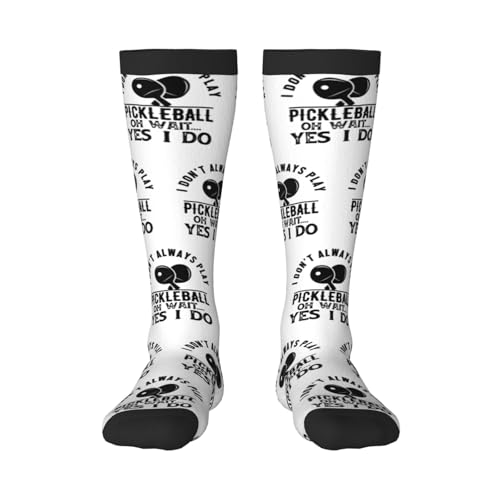 I Don't Always Play Pickleball Oh Wait Yes I Do Calf-Length Color-Blocked Knee-High Socks With 3D Printed Design, Unisex