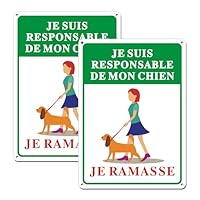 Yuzkouge 2 Stück Schild Hund Crotte, Je suis responsible de Mon Hund, 25 x 18 cm, Aluminium, Hundekot