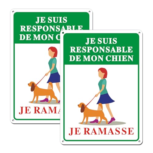 Yuzkouge Lot de 2 Panneau Chien Crotte, Je suis Responsable de Mon Chien, 25 x 18 cm Aluminium Crotte De Chien