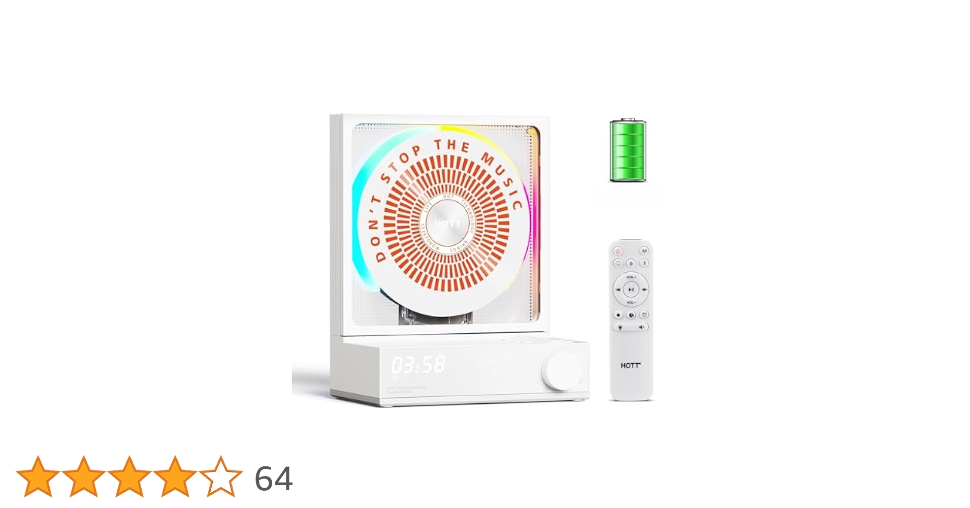 Amazon.co.jp: HOTTホームBluetooth CDプレーヤー、RGBカラ