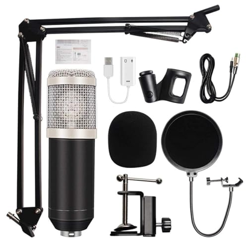 NIELONGHCY BM-800 Condenser Microphone Kit with 3.5mm Wired Recording Mic, Shock Mount, Pop Filter, Adjustable Scissor Arm for Computer, Karaoke, and Vocal Recording