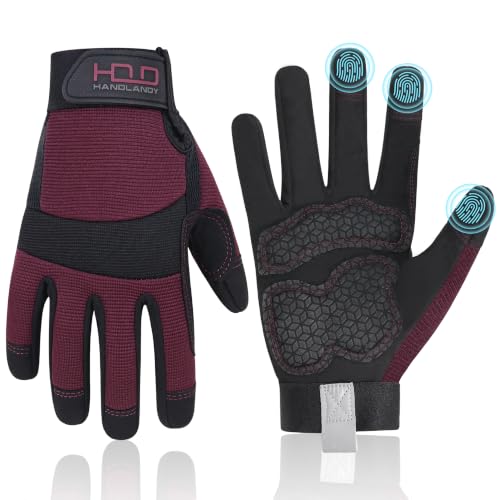 HANDLANDY Work Gloves for Women, Breathable Gardening Glove for Yard Maintenance, Hand Protection with Touch Screen for Gardeners, Farmers, Landscapers and Movers