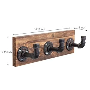 Mygiftburntwoodwallmountcoathookrackandhatrackwith3hookspipefixturedesign Urban Country Home Decor Mygift burnt wood wall mount coat hook rack and hat rack with 3 hooks pipe fixture design urban country home decor