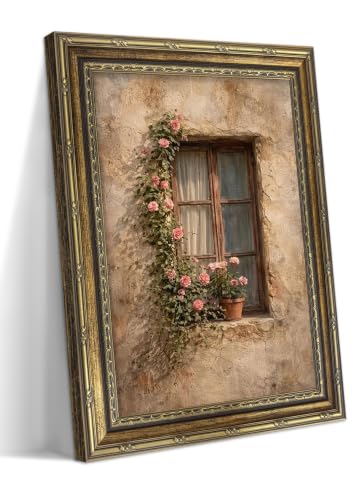 French Vintage Window with Roses Wall Art