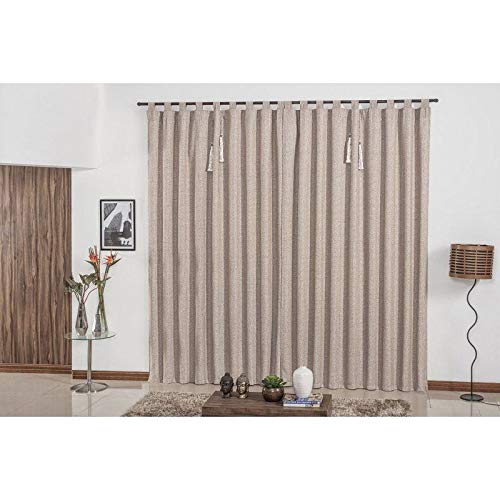 Cortina Sala Imperial 3,00x2,80 Tecido Rustico Abraçadeiras