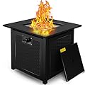 hykolity 28 inch Fire Pit Table, 50000 BTU Patio Heater, 2 in 1 Outdoor Gas Fire Pit with Removable Lid & Lava Stone, CSA-Certified for Gas Fire Pit, Deck Garden Backyard