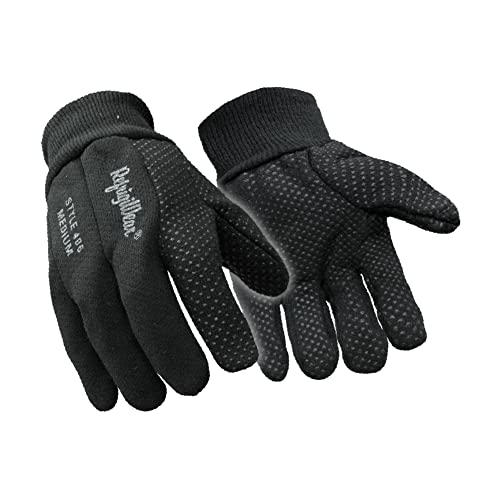 Refrigiwear Premium Insulated Cotton Jersey Knit Work Gloves With Pvc Dot Grip (Black, Large) - Pack Of 12 Pairs #TOP13