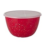 Zak! Designs Confetti Mixing Bowl with Lid, Durable and BPA-free Melamine, 3 Quart, Red