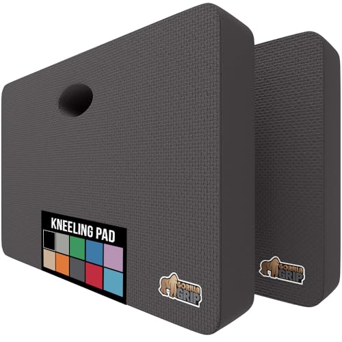 GORILLA GRIP Extra Thick Patent Pending Supportive Foam Kneeling Pad, 2 PK, Large Cushion Knee Pads for Gardening, Baby Bath, Dirt and Water Resistant, Workout, Garden Supplies, 17.5x11, Charcoal