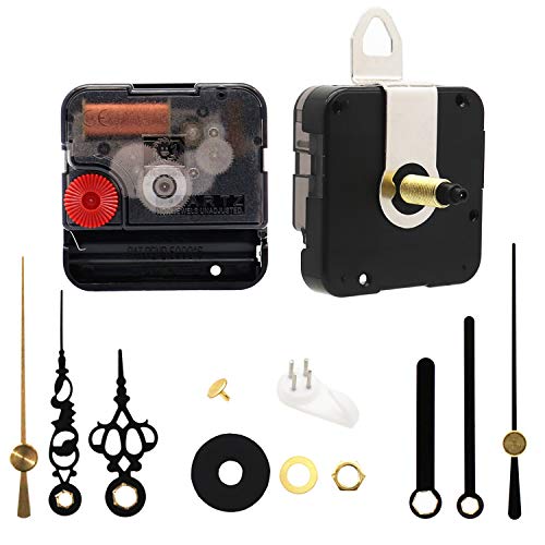 TIKROUND Youngtown 12888 Sweep Silent Clock Movement Mechanism with 2 Sets Small Hands 23mm (29/32 Inch) Shaft Length 15mm (19/32 Inch) Thread Length.