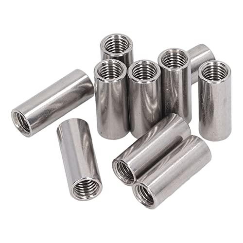 10 Stück Lange Stangenmutter M12 x 1,75 Innengewinde 16mm OD 40mm Länge Rundes Langmuttern Gewindehülsen Edelstahl Verbindungsmuttern Set für Ersatz Wartung