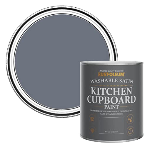 Rust-Oleum Dark Grey Scrubbable Kitchen Cupboard Paint in Satin Finish - Marine Grey 750ml