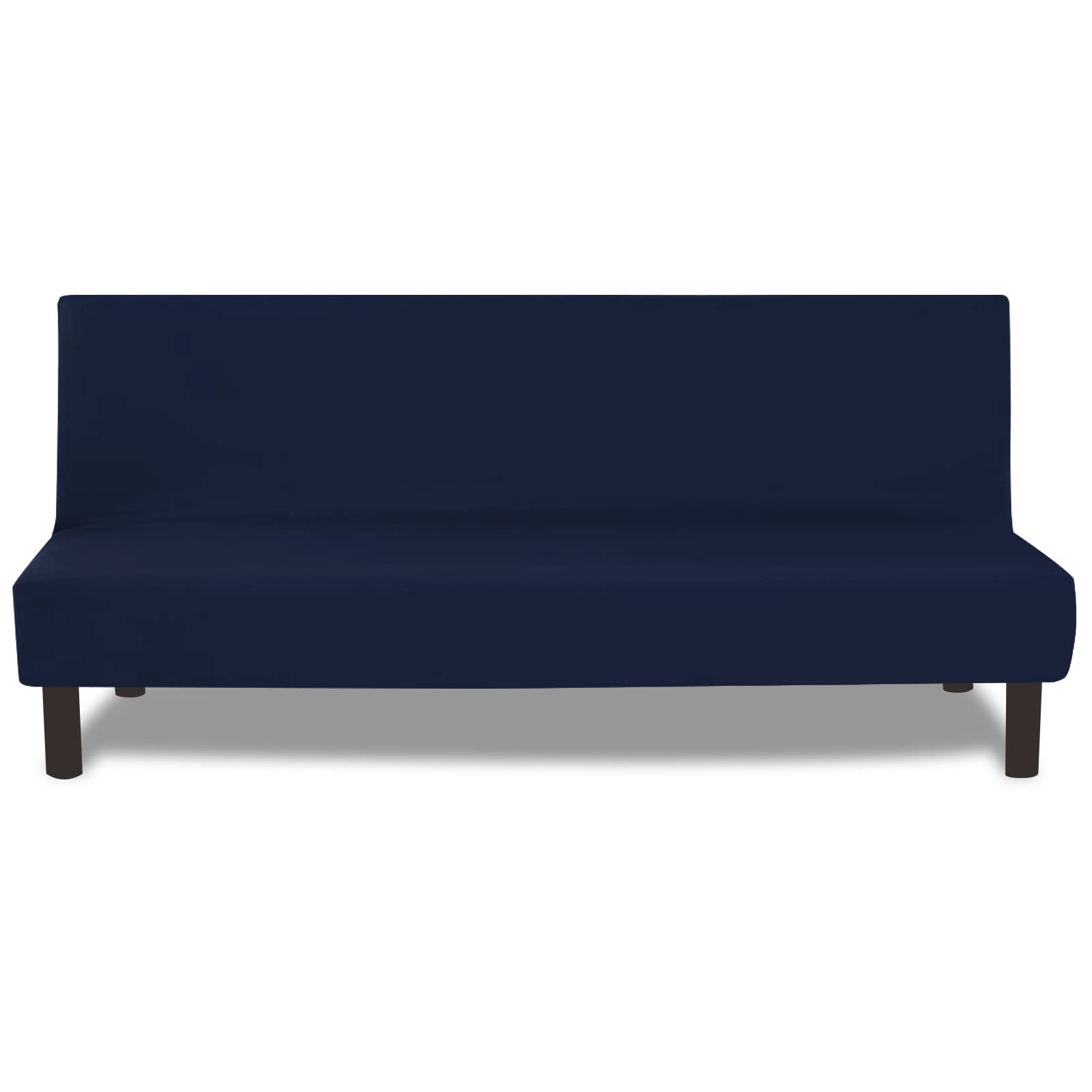 FIGOOO Copridivano senza Braccioli 3 Posti Elasticizzato Copridivano Letto Pieghevole Universale Lavabile Spandex Fodera per Futon a Tinta Unita Coperture Divano Clic Clac per Soggiorno Casa,Blu Navy