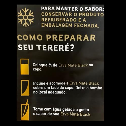 Kit Para Tereré Garrafa Lisa Black Erva Mate 500g Copo Cuia Quadrado Acrílico Bomba Clássica Preta (