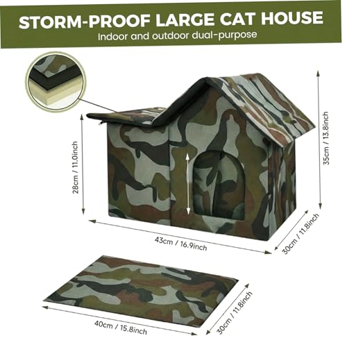 Maison pour chat d'extérieur pliable et isolée en camouflage - 7