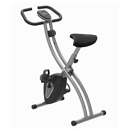 QUIRUMED Bicicleta estática plegable magnética, pantalla LCD, 8 niveles de intensidad, Sillín regulable, Peso máximo usuario 120 kg,