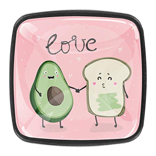 Avocado und Toast Schrank Knöpfe - 4 Stück Schrankknöpfe Schubladenknöpfe Möbelknöpfe Möbelgriffe Möbelknauf Schrankgriffe für Küche Büro