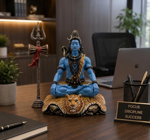 Buy Shivji Meditating Lord Shiva Statue with Trishul, Resin, 10cm